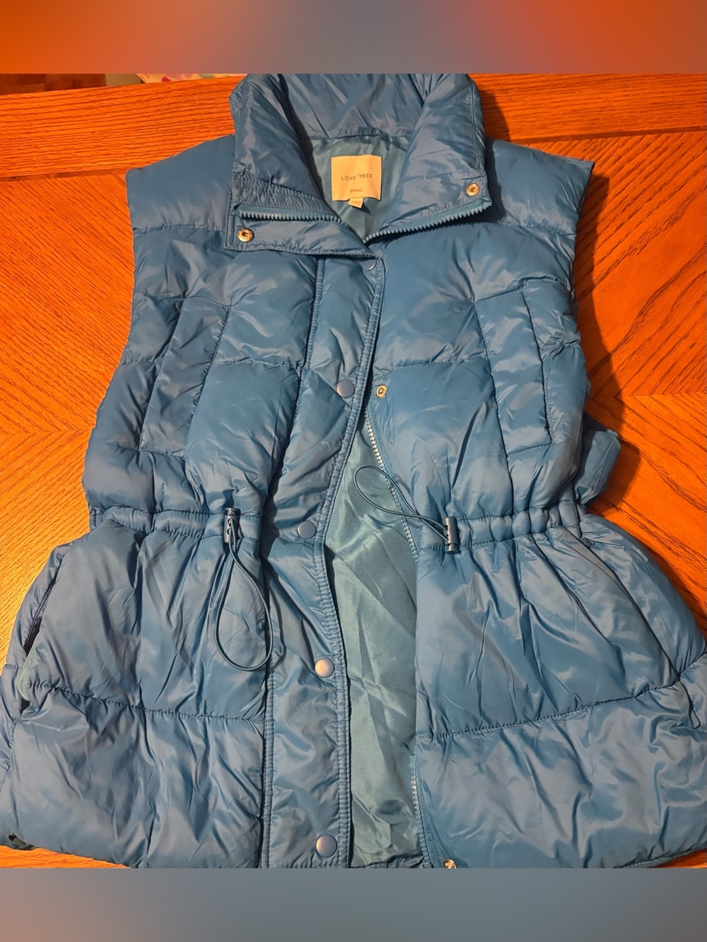Love Tree Blue Quilted Puffer Vest small